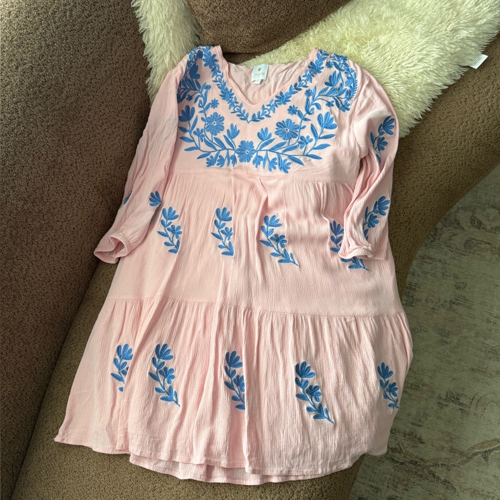 J.Marie Embroidered Pink Sheath Dress